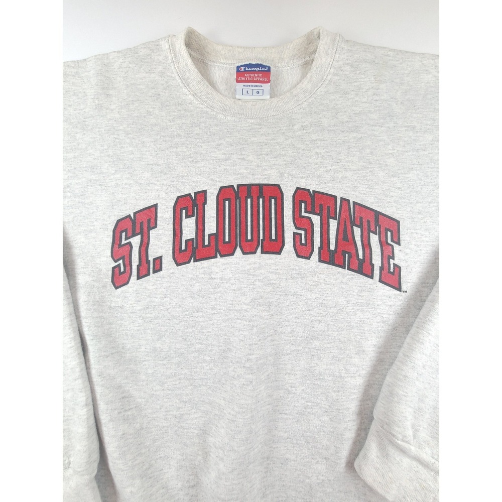 St Cloud State Champion Vintage 90s Sweatshirt L Collegiate Varsity Preppy USA